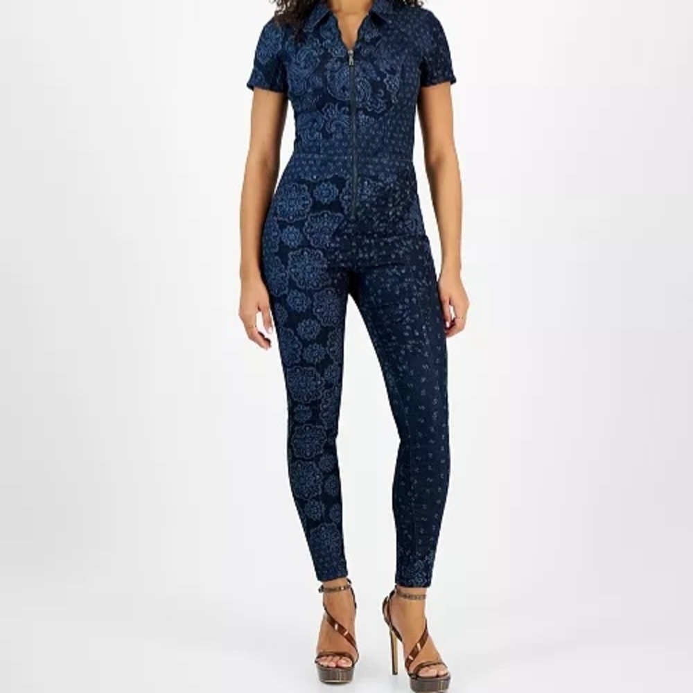 Guess Yuri Denim Paisley-Print Jumpsuit